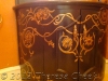 detail of demi lune cabinet for powder room